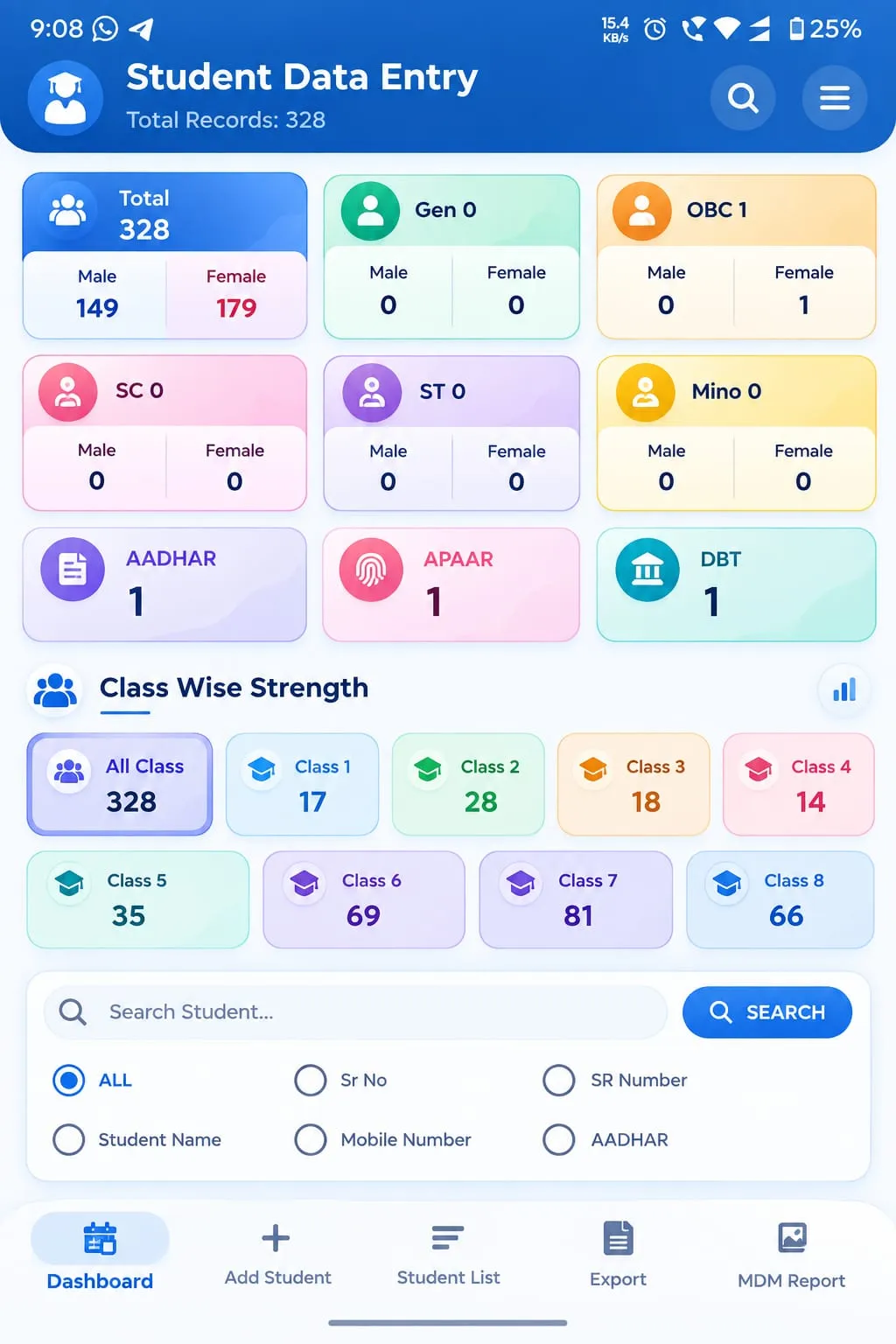BrijByMgt student app screen 1